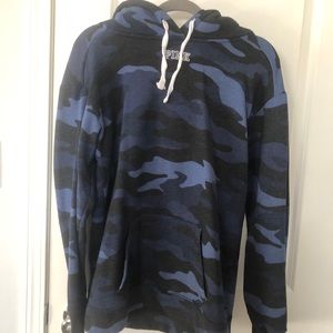 M PINK Blue Camo Sherpa Hooded Pullover Fleece